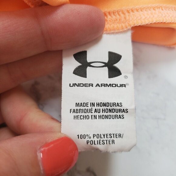 Under Armour Semi-Fitted Heatgear Coral Orange Workout Short Sleeve Shirt M - Picture 5 of 8